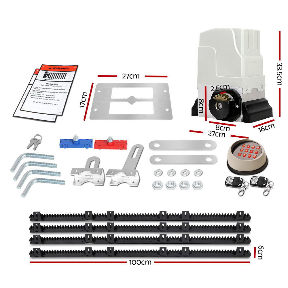 LockMaster Electric Sliding Gate Opener 1800KG With Keypad Remote 4M Rail