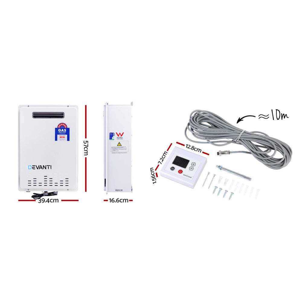 DEVANTI Gas Water Heater NG Natural Gas 26L White