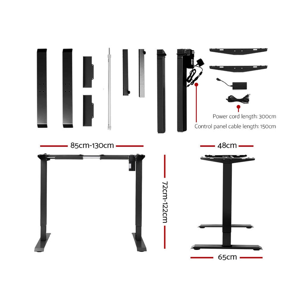 Electric Motorised Height Adjustable Standing Desk - Black Frame with 100cm Black Top