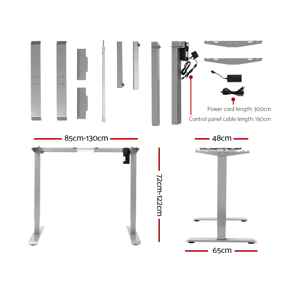 Artiss Standing Desk Sit Stand Table Height Adjustable Motorised Frame Riser with Curved Desk Top