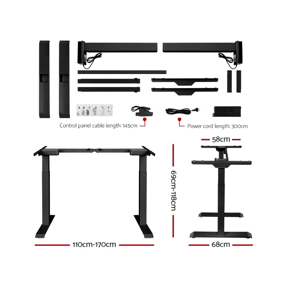 Artiss Motorised Standing Desk - Black