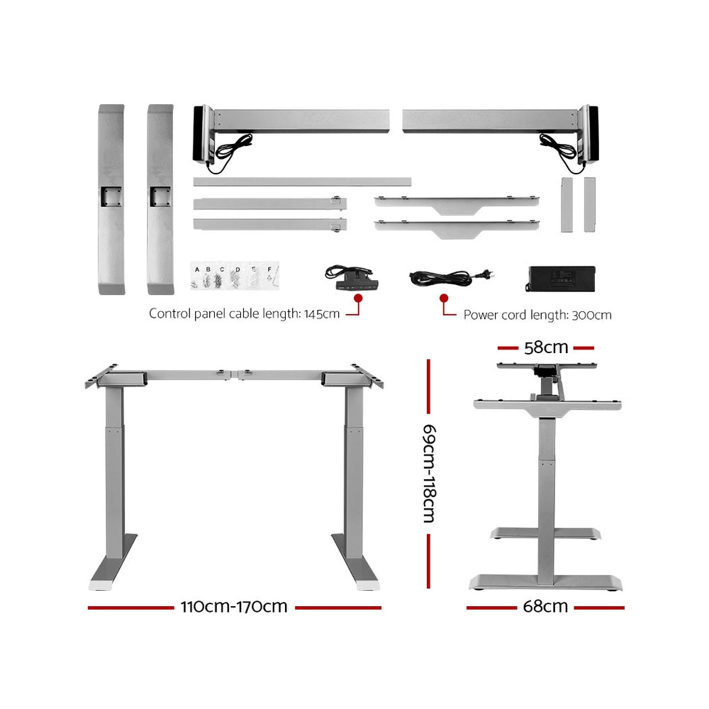 Artiss Height Adjustable Standing Desk Sit Stand Motorised Electric Roskos III Grey Walnut