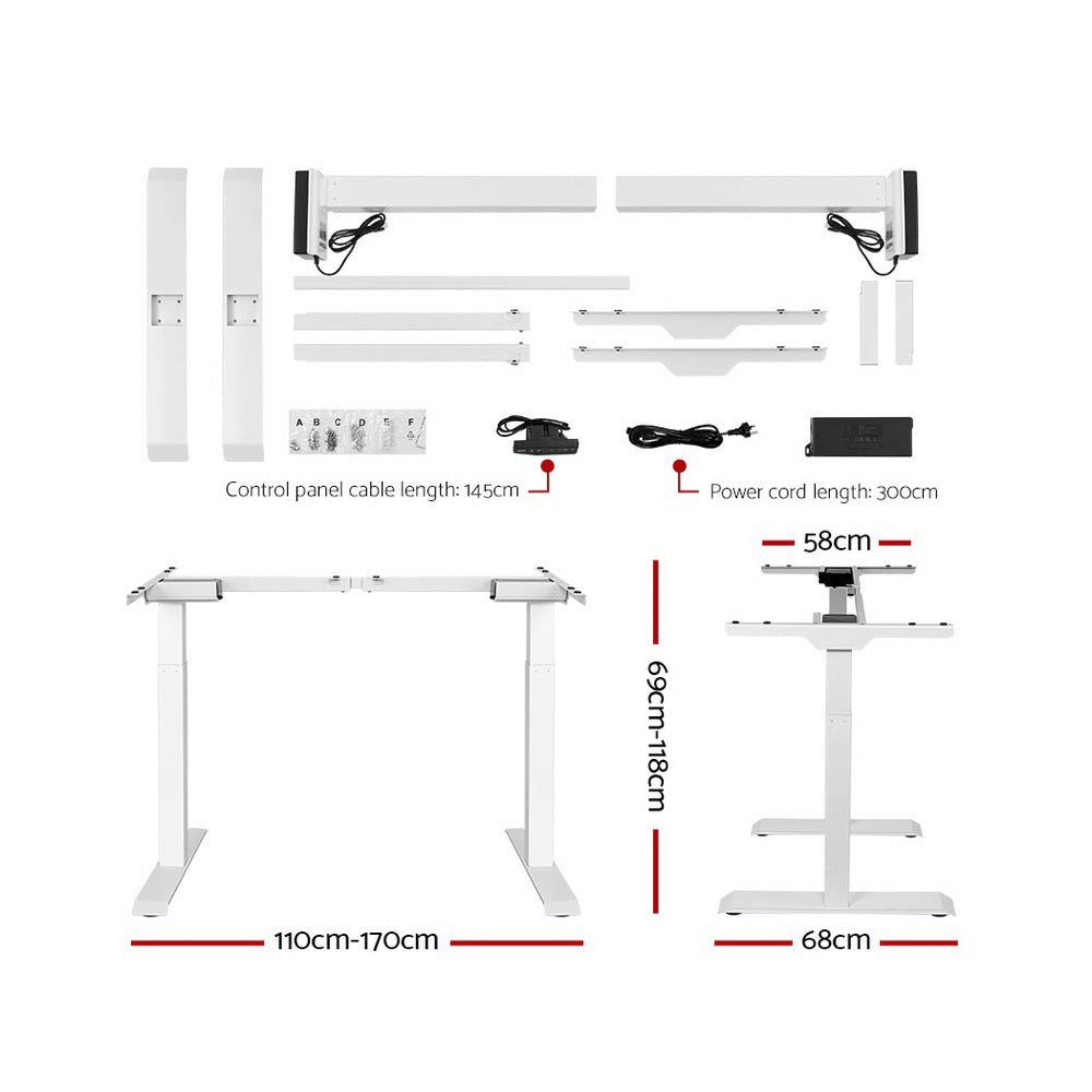 Artiss Height Adjustable Standing Desk Sit Stand Motorised Electric Roskos III White Black