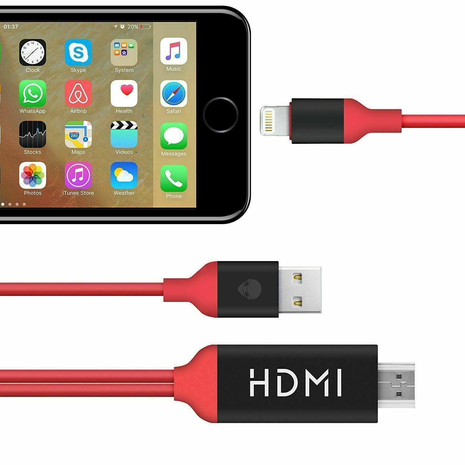 Buy 2M 8 Pin Lightning to HDMI Lead TV AV Cable Adapter For iPhone-Online Melbourne Sydney Adelaide Brisbane Perth Store Australia.Compatible with-iPhone I Pad