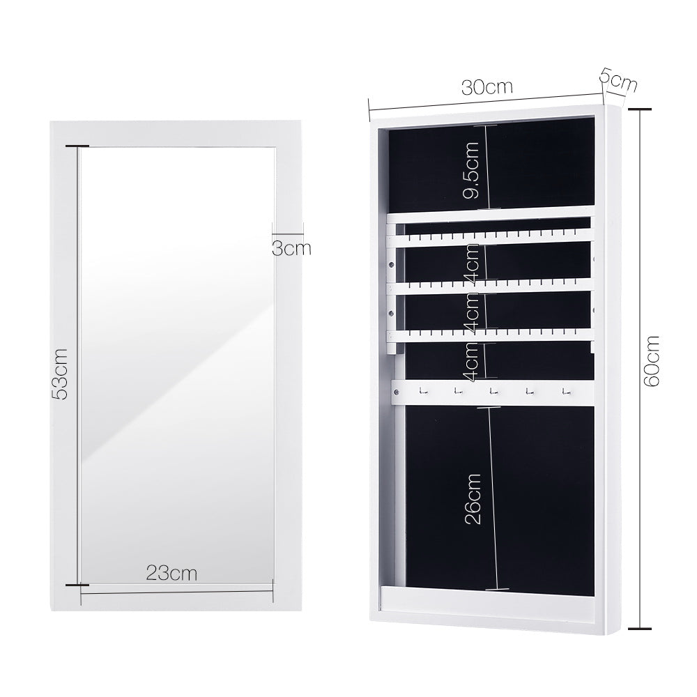 Wall Mounted Mirror with Jewellery Cabinet - White