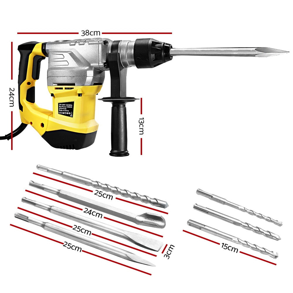 GIANTZ 2000W Jack Hammer Electric Demolition Rotary Jackhammer Concrete Drill