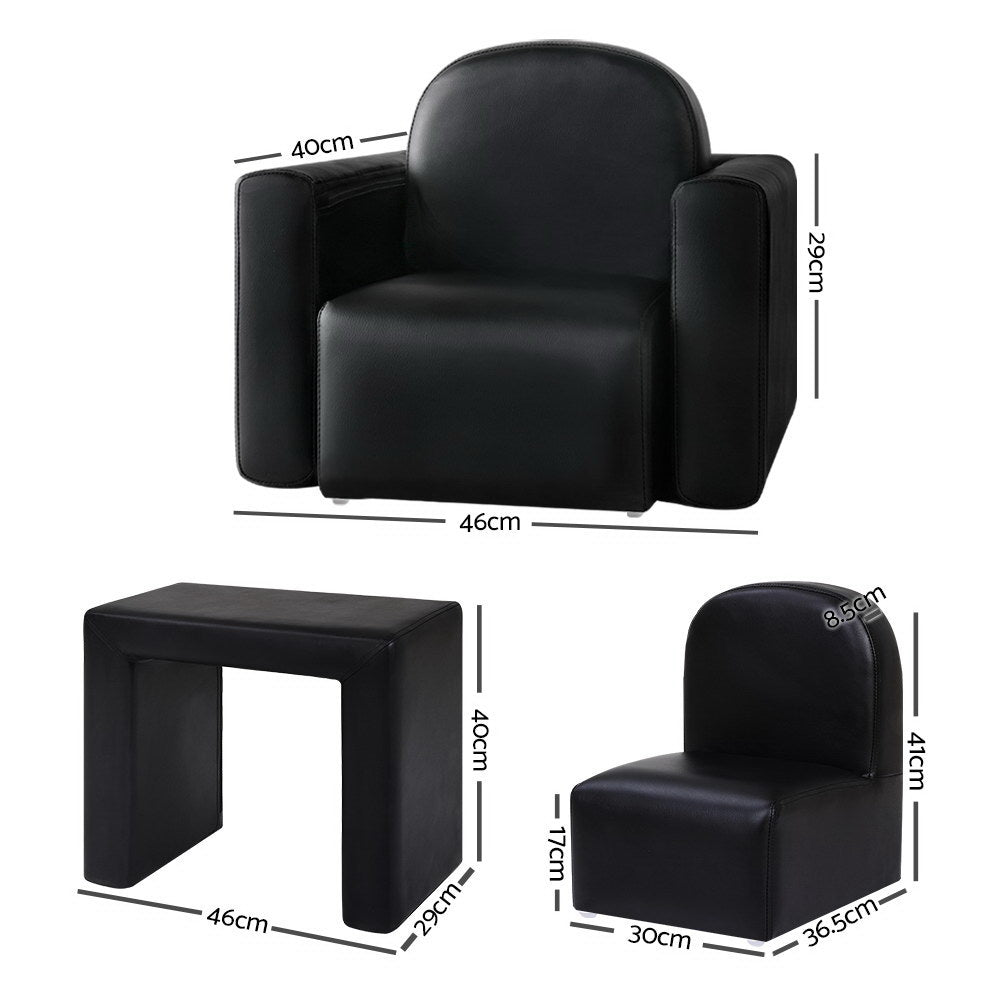 Artiss Kids Covertible Armchair - Black