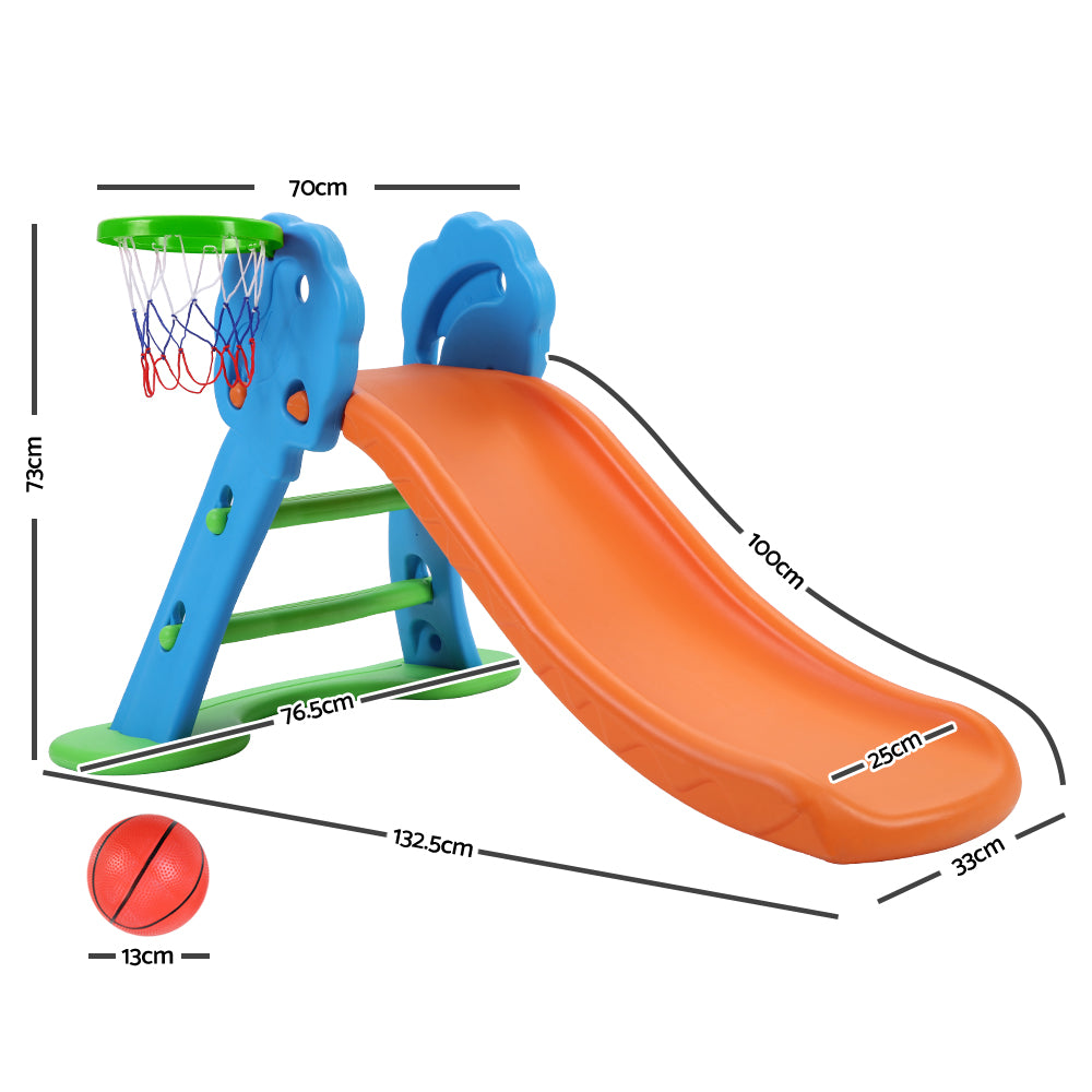 Keezi Kids Slide with Basketball Hoop with Ladder Base Outdoor Indoor Playground Toddler Play