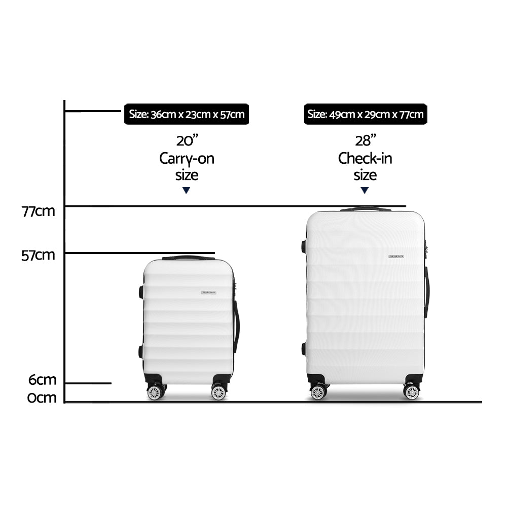 Wanderlite 2 Piece Lightweight Hard Suit Case Luggage White