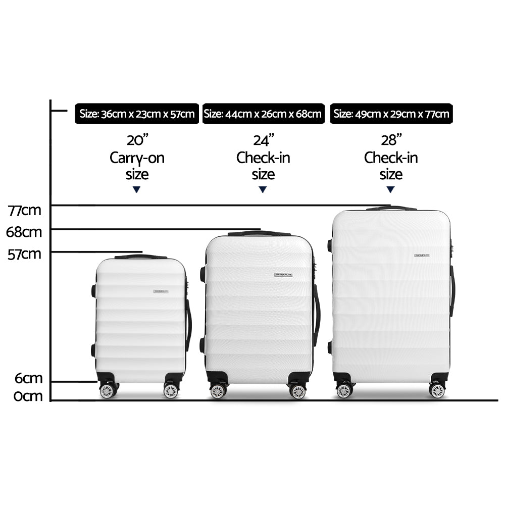 Wanderlite 3 Piece Lightweight Hard Suit Case Luggage White