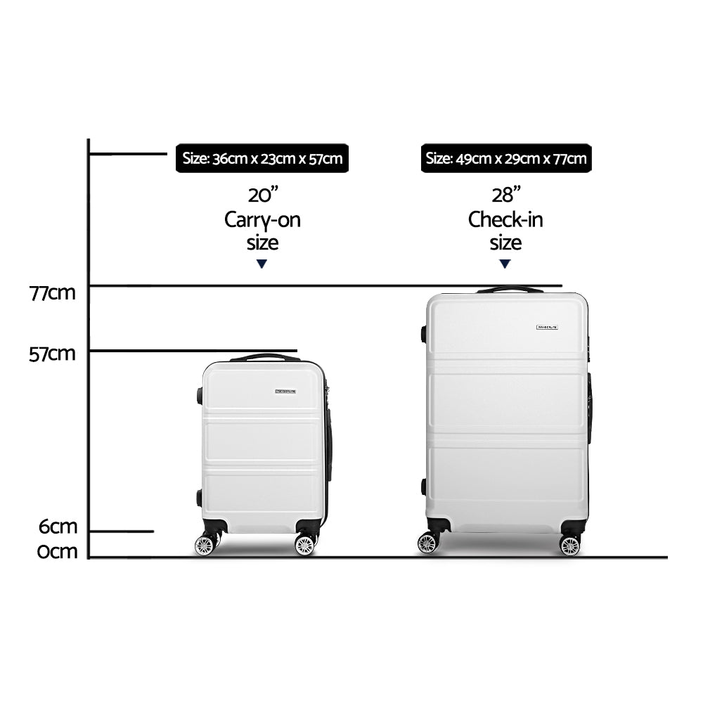 Wanderlite 2 Piece Lightweight Hard Suit Case Luggage White