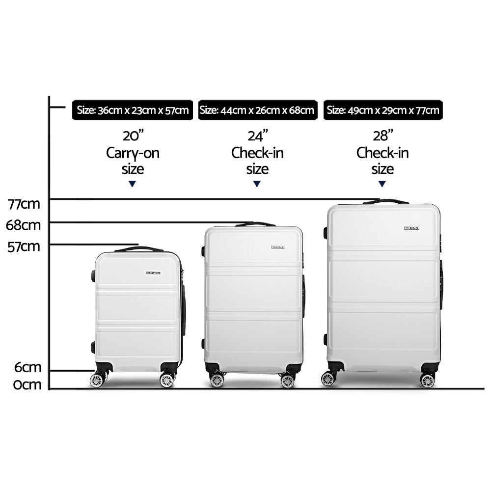 Wanderlite 3 Piece Lightweight Hard Suit Case Luggage White