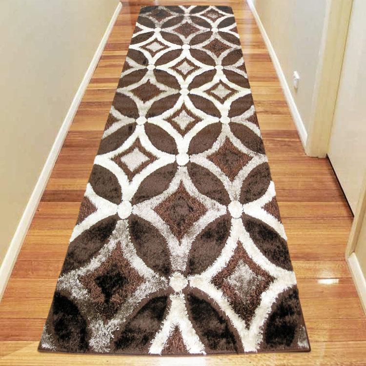 Luxury Shaggy 6048 Brown Hallway Runner