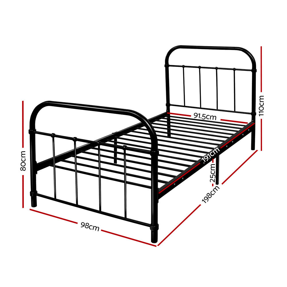 Artiss Metal Bed Frame SINGLE Metal Size Mattress Base Platform Foundation Black