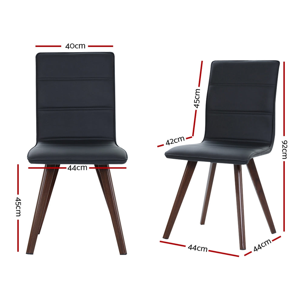 Artiss 2x Dining Chairs Retro Chair New metal Legs High Back PU Leather Black