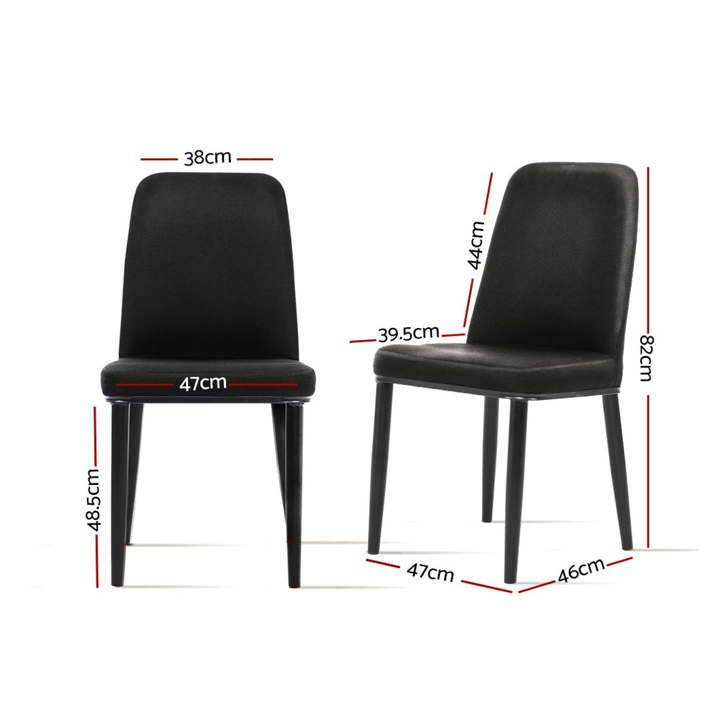 Artiss Dining Chairs Replica Kitchen Chair Black Fabric Padded Retro Iron Leg x2