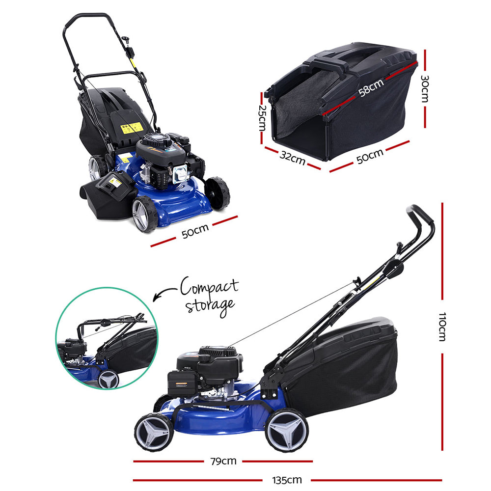 Lawn Mower 19" 175cc Petrol Powered Push Lawnmower 4 Stroke 4-IN-1