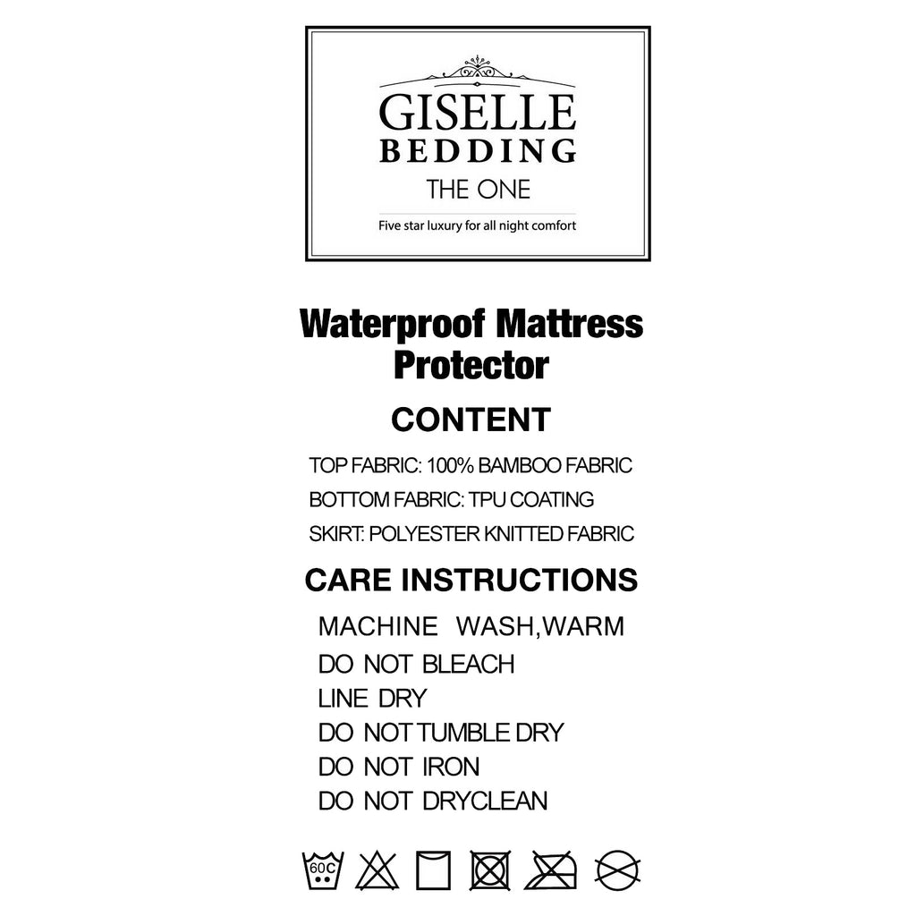Giselle Bedding King Single Size Waterproof Bamboo Mattress Protector