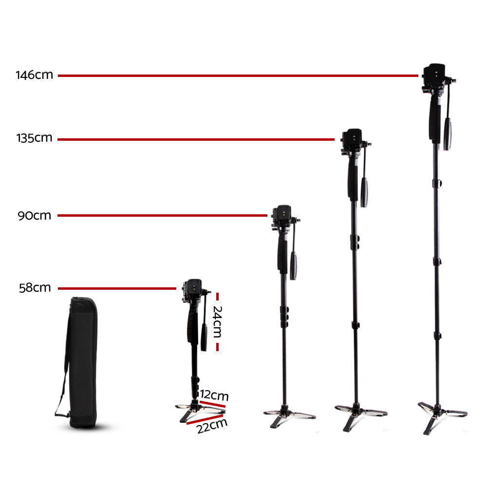 Weifeng Extendable Portable Camera Monopod Tripod - Black