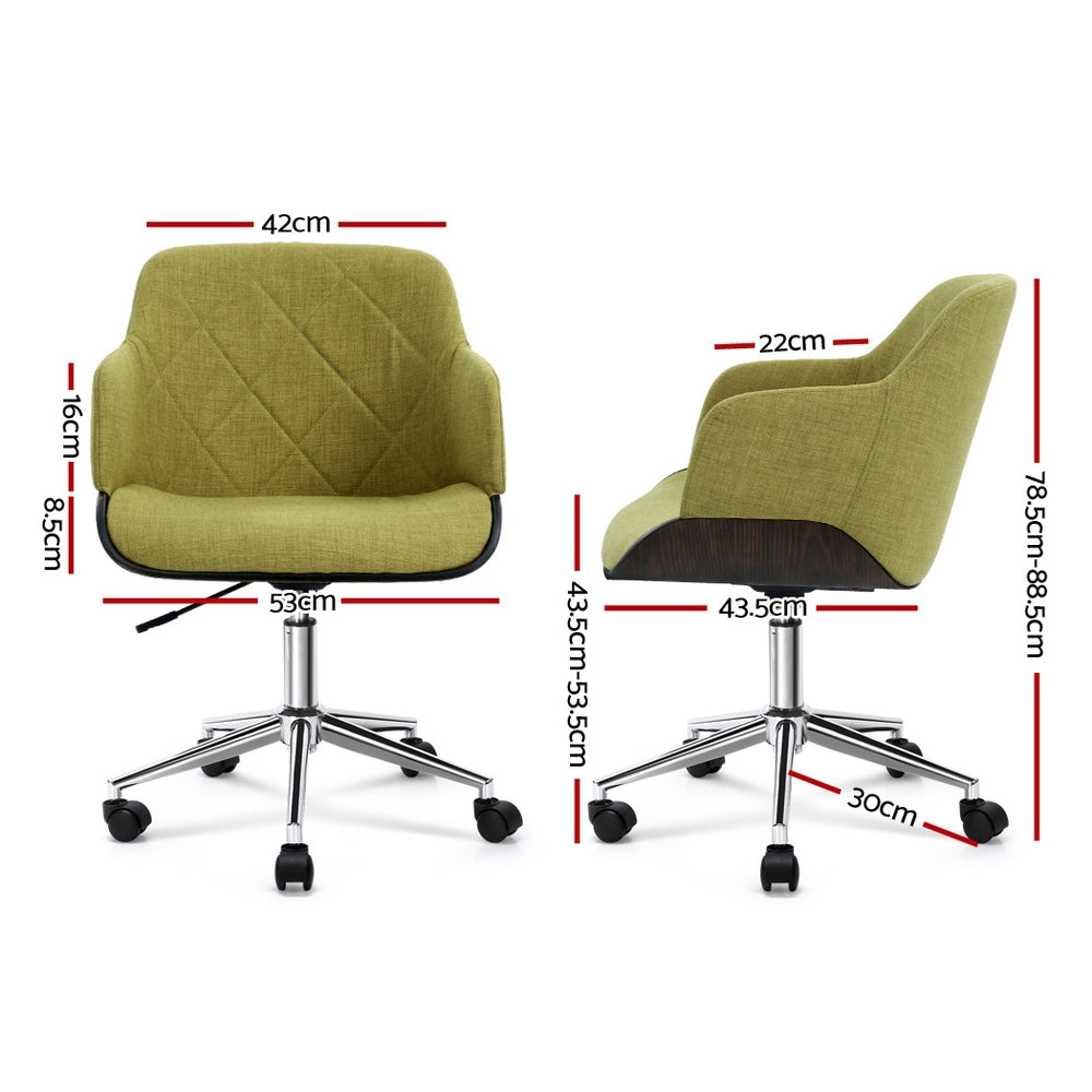 Artiss Wooden Office Chair Computer Gaming Chairs Executive Fabric Green