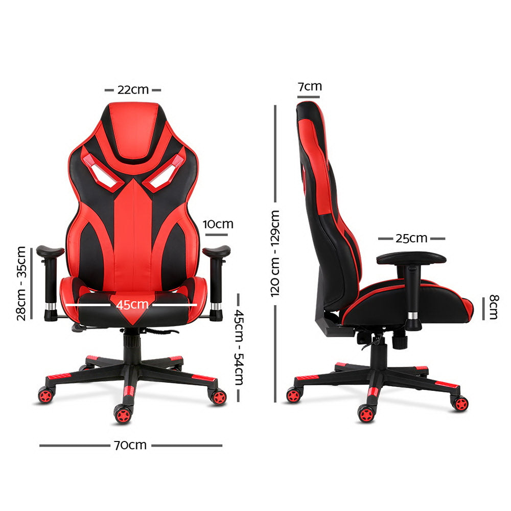 Artiss PU Leather Gaming Style Desk Chair - Black and Red