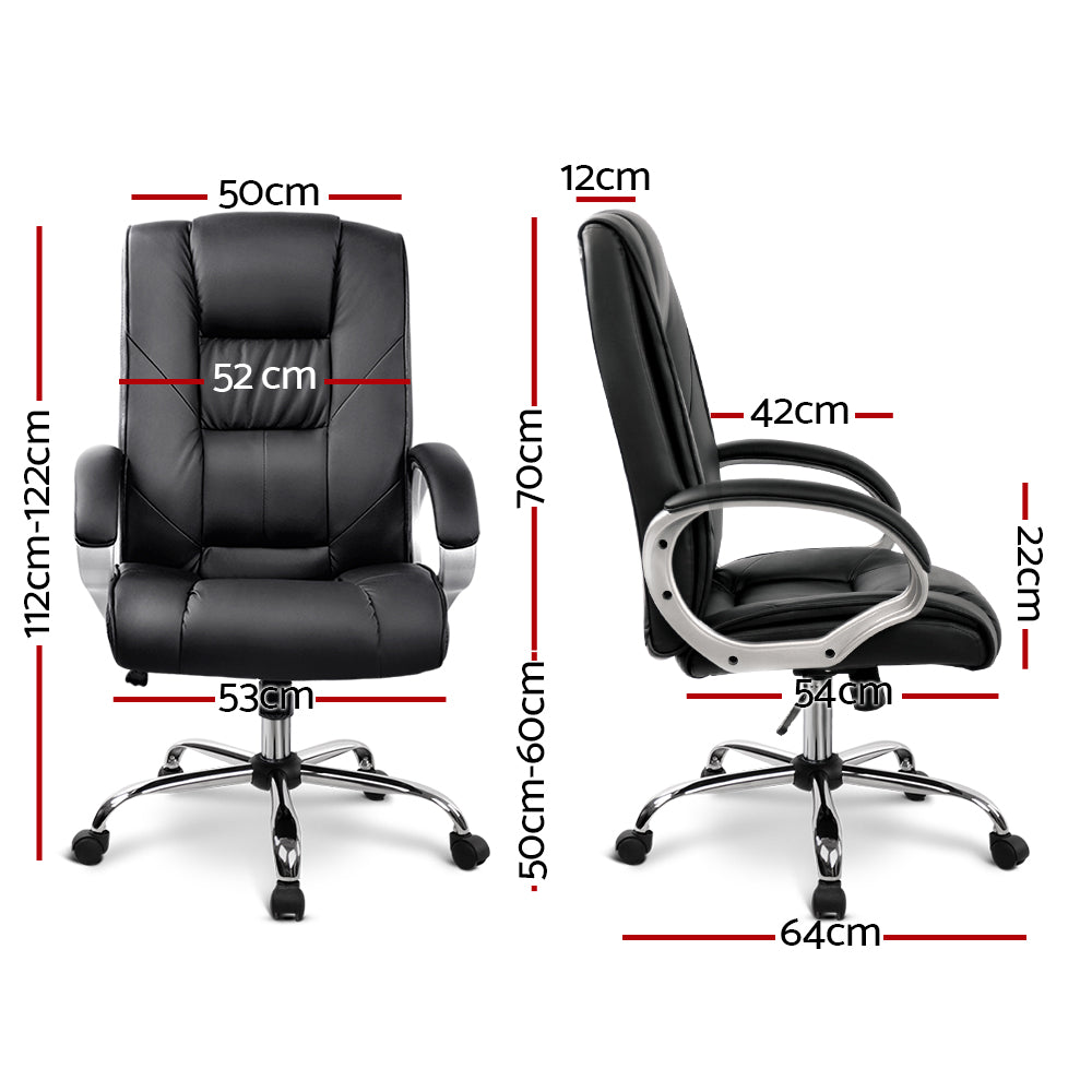 Executive PU Leather Office Desk Computer Chair - Black