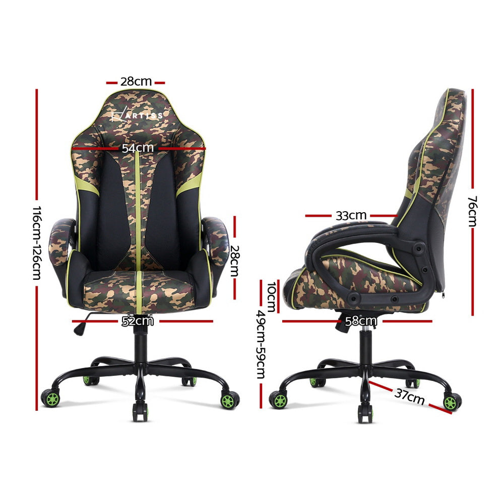 Artiss Gaming Office Chair Computer Chairs Leather Seat Racing Racer Meeting Chair Green Camouflage