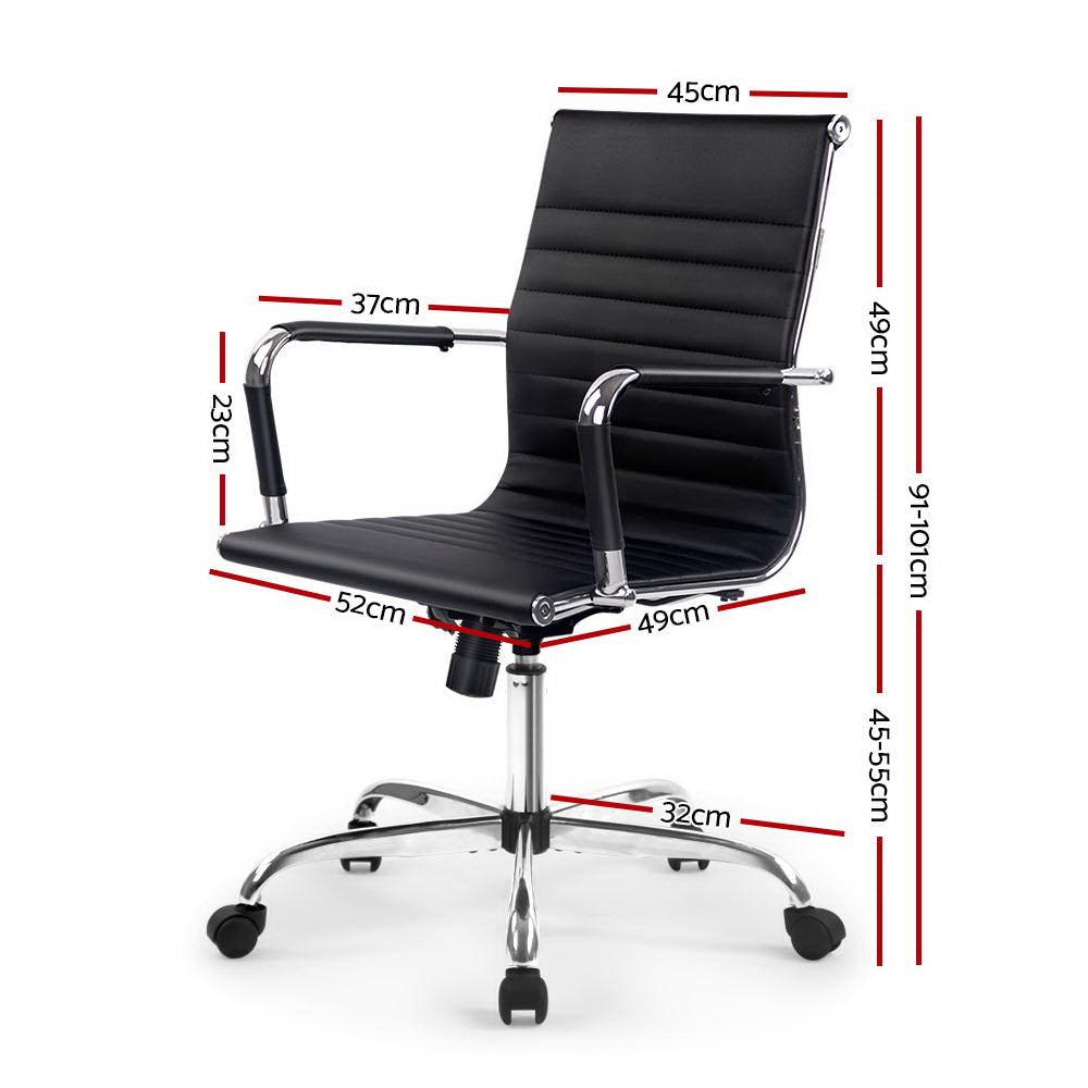 Eames Replica Office Chair Executive Mid Back Seating PU Leather Black