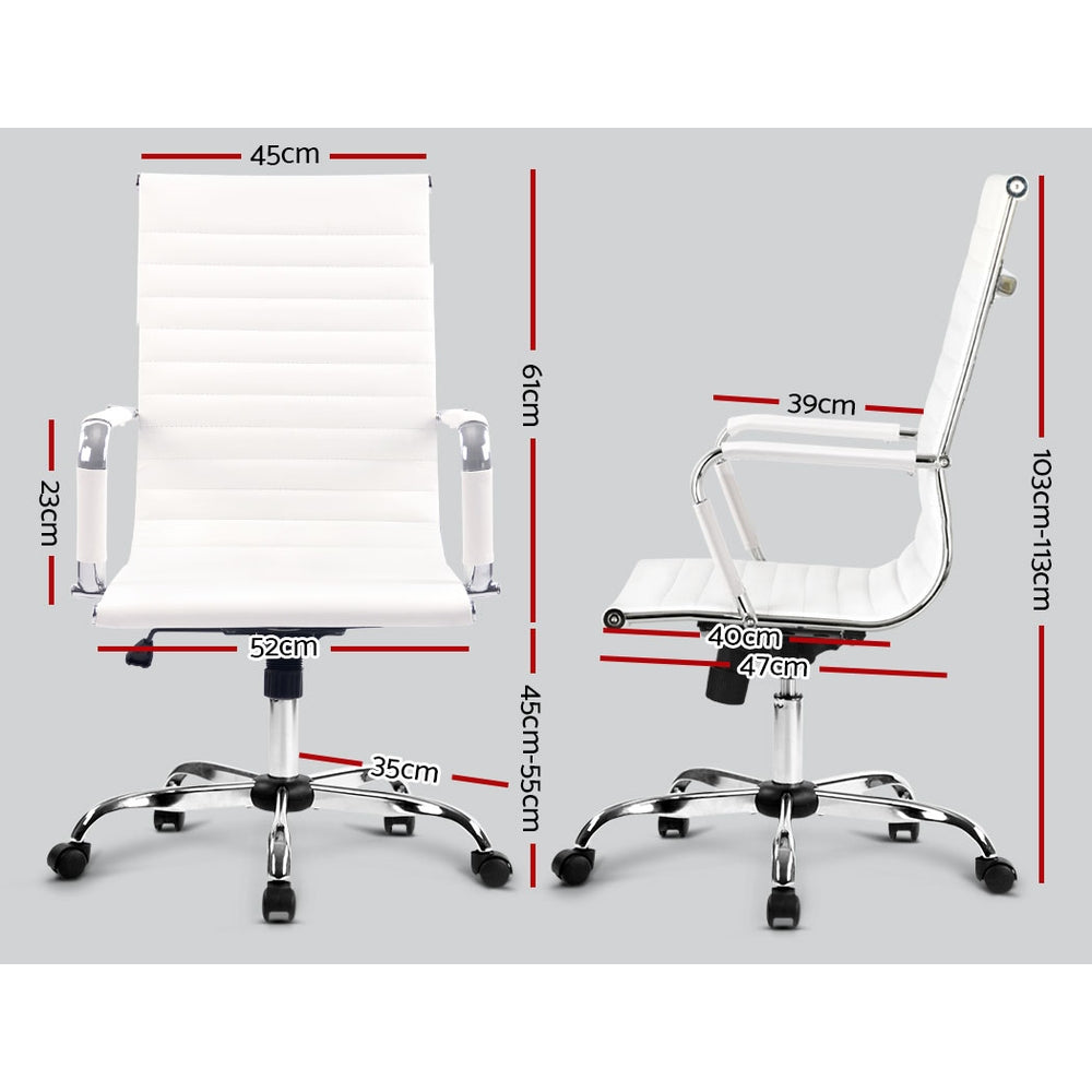 Artiss Eames Replica Office Chairs PU Leather Executive Work Computer Seat White
