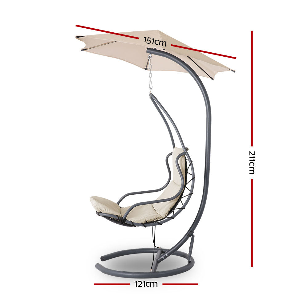 Gardeon Outdoor Swing Hammock Chair  w/ Cushion Beige