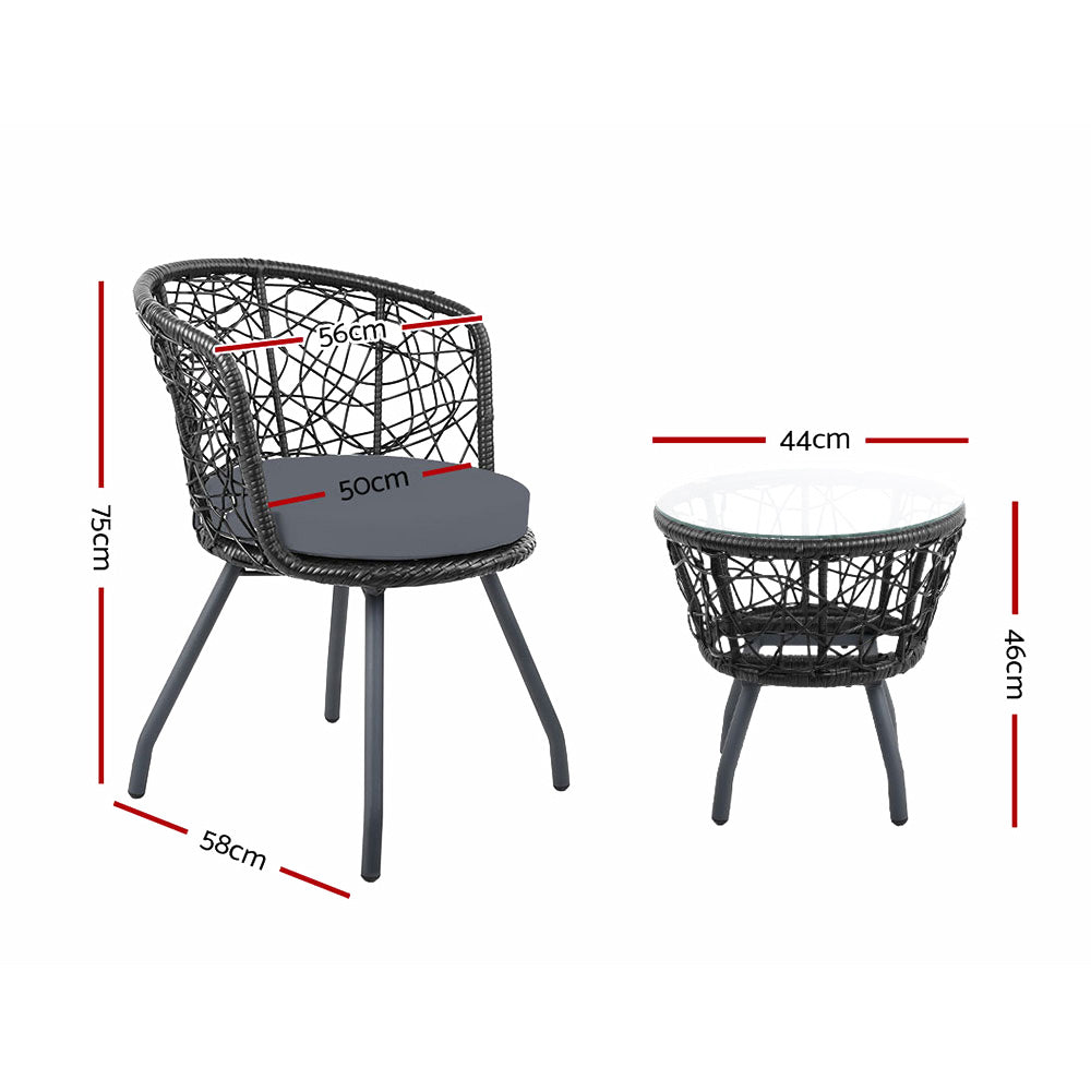 Gardeon Outdoor Patio Chair and Table - Black