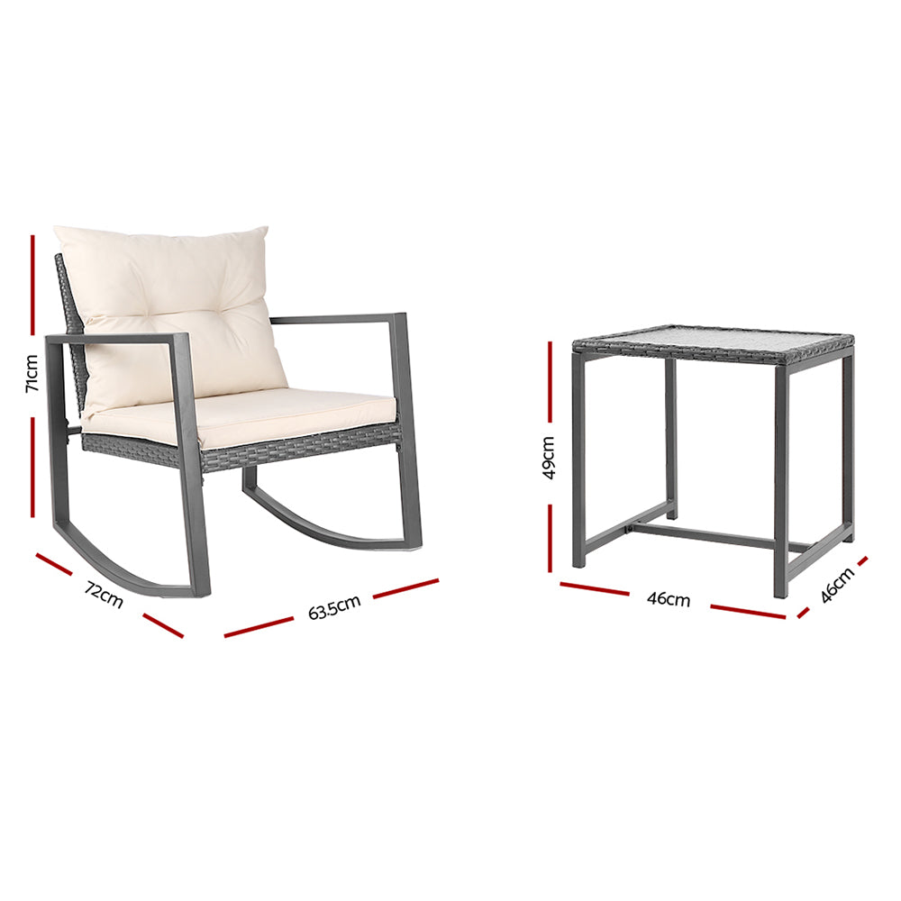 Gardeon Outdoor Chair Rocking Set - Grey