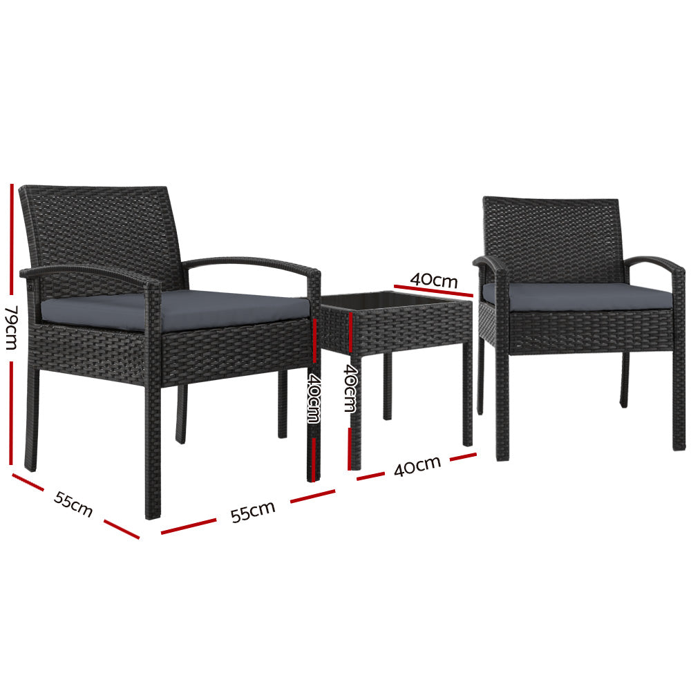 Gardeon 3-piece Outdoor Set - Black