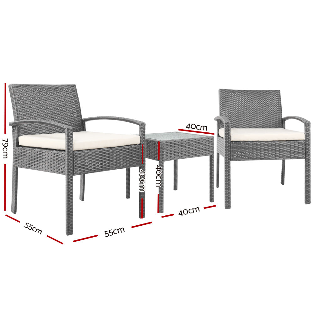 Gardeon 3-piece Outdoor Set - Grey