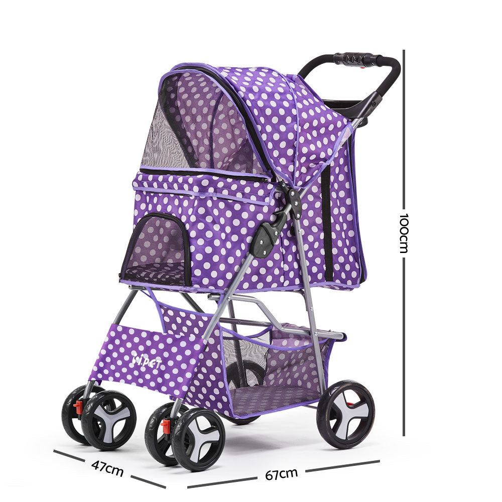 Pet 4 Wheel Pet Stroller - Purple