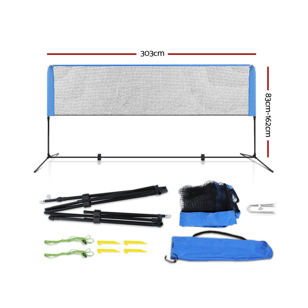 Everfit Portable Sports Net Stand Badminton Volleyball Tennis Soccer 3m 3ft Blue