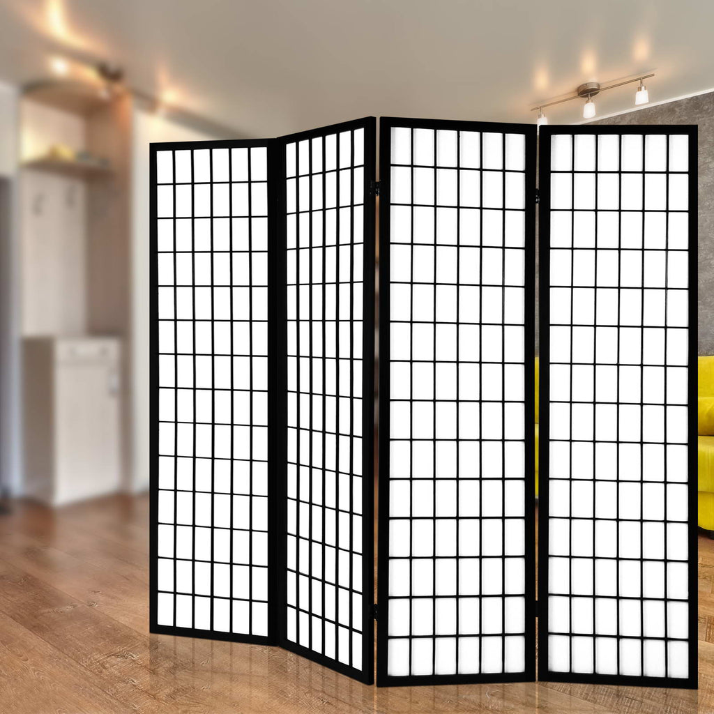 Artiss 4 Panel Wooden Room Divider - Black