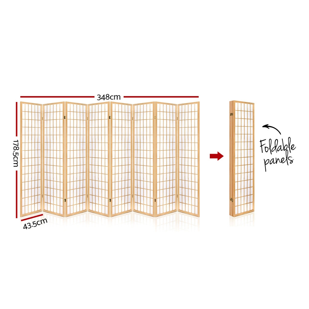 Artiss 8 Panel Room Divider Privacy Screen Dividers Stand Oriental Vintage Natural