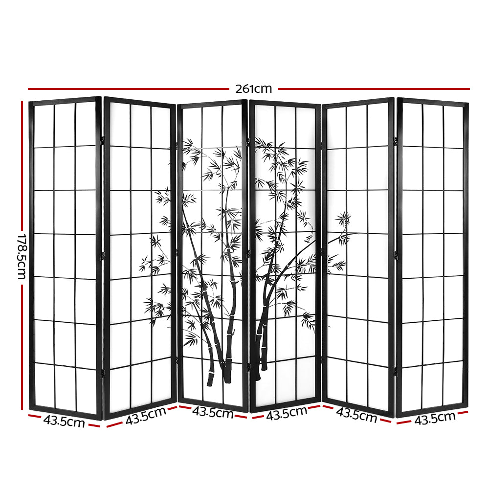 Artiss 6 Panel Room Divider Screen Privacy Dividers Pine Wood Stand Black White