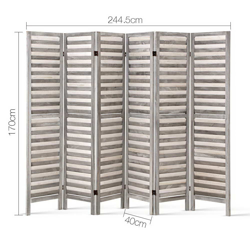 Artiss 6 Panel Room Divider Privacy Screen Foldable Wood Stand Grey - Store Zone-Online Shopping Store Melbourne Australia