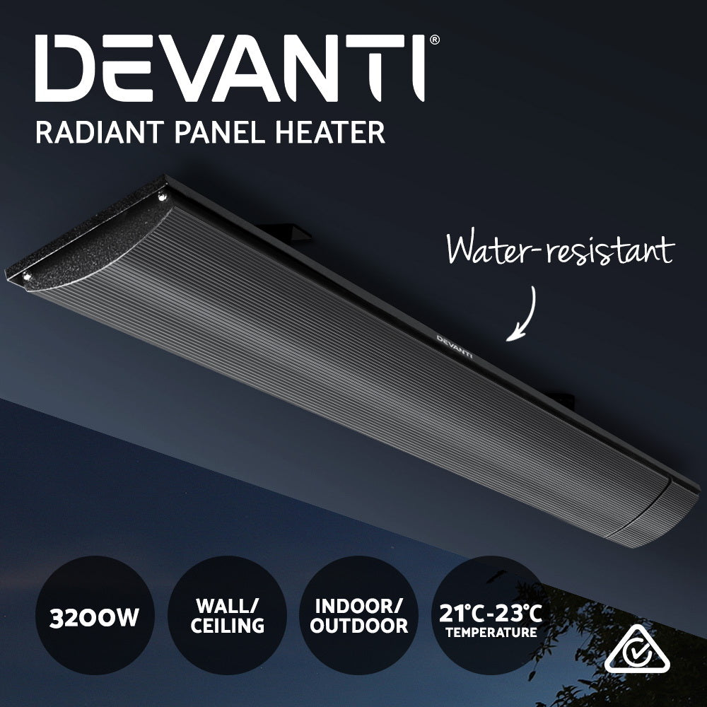 Devanti 3200W Electric Heater Panel - Black