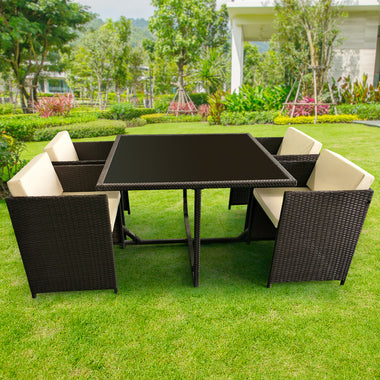 5pc PE Rattan Cube Dining Garden Set