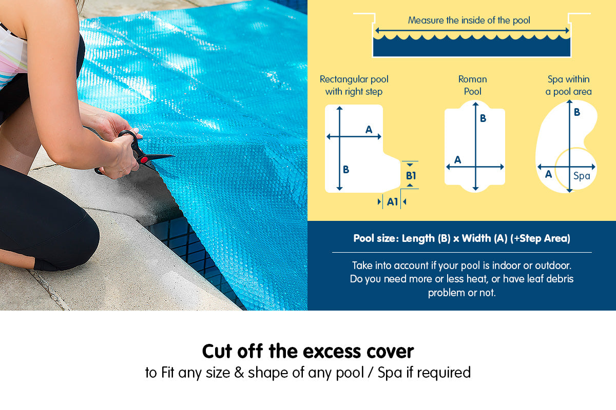 Swimming Pool Roller Cover Combo 400micron - Silver/Blue - 8m x 4.2m