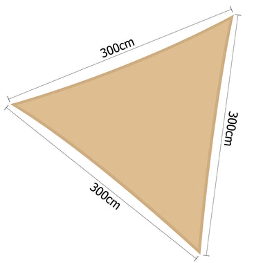 Instahut 3 x 3 x 3m Triangle Shade Sail Cloth - Sand Beige