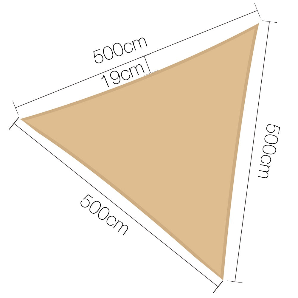 Instahut Sun Shade Sail Canopy Triangle 280gsm 5x5x5m