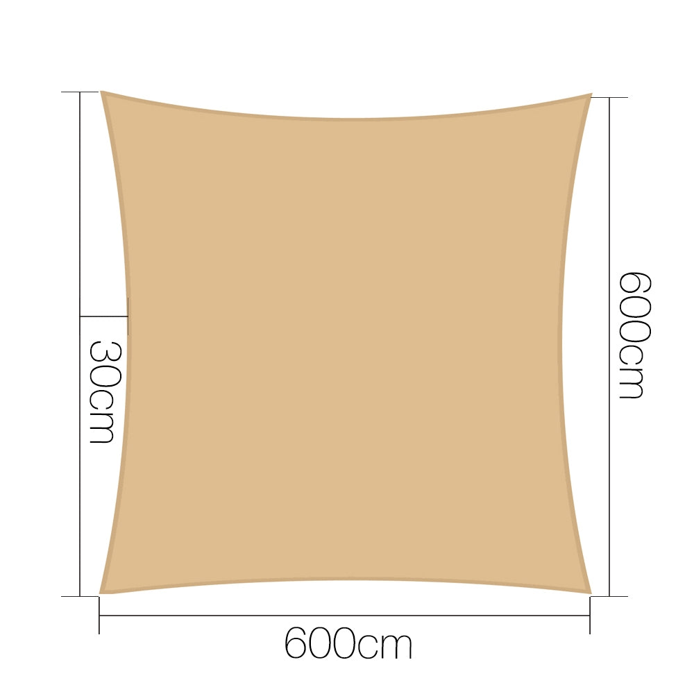Instahut Shade Sail Cloth Rectangle Shadesail Heavy Duty Sand Sun Canopy 6x6m