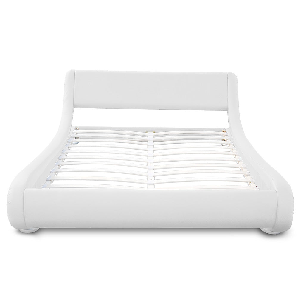 King Faux Leather Curved Bed Frame - White