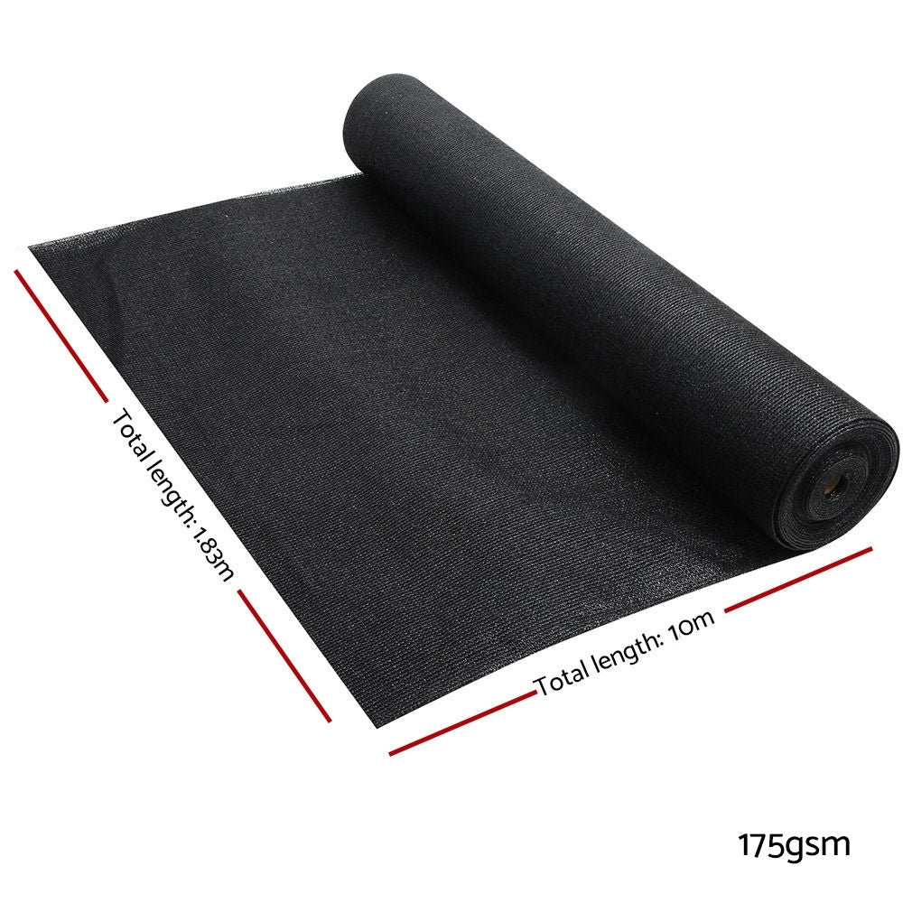 Instahut 70% Sun Shade Cloth Shadecloth Sail Roll Mesh 1.83x10m 175gsm Black