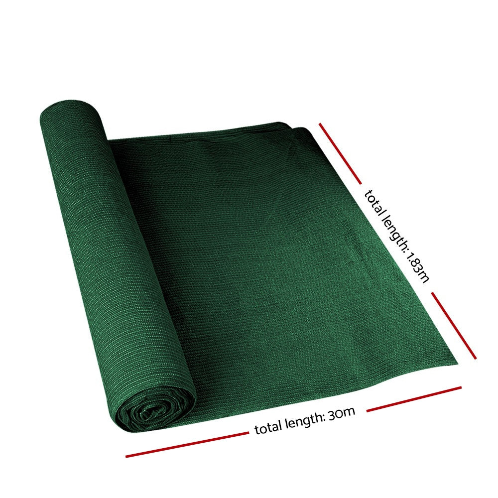 Instahut 90% Sun Shade Cloth Shadecloth Sail Roll Mesh 1.83x30m 195gsm Green