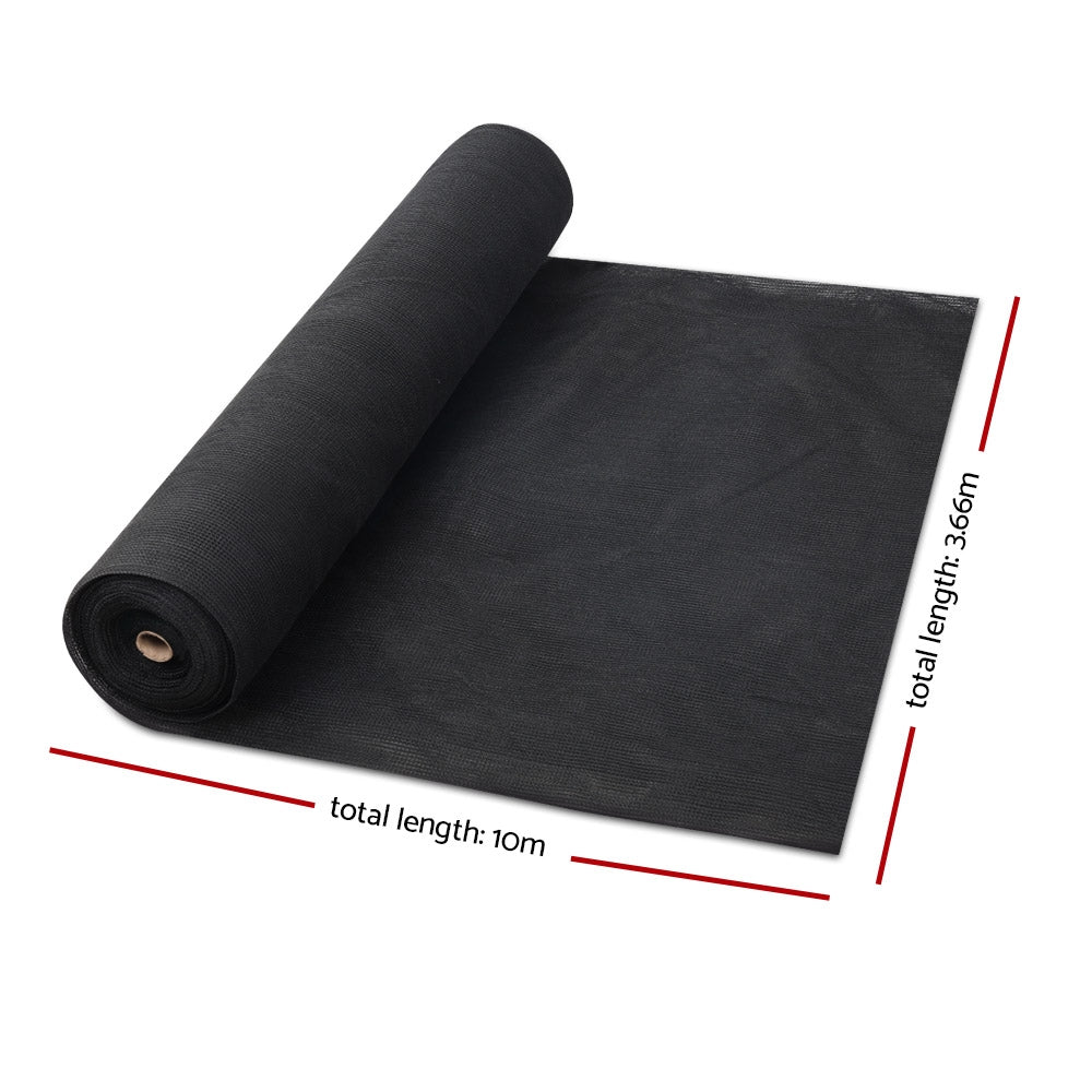 Instahut 3.66x10m 50% UV Shade Cloth Shadecloth Sail Garden Mesh Roll Outdoor Black